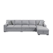 Home Elegance Pompano Beige Sectional with Right Chaise and Pull Out Bed
