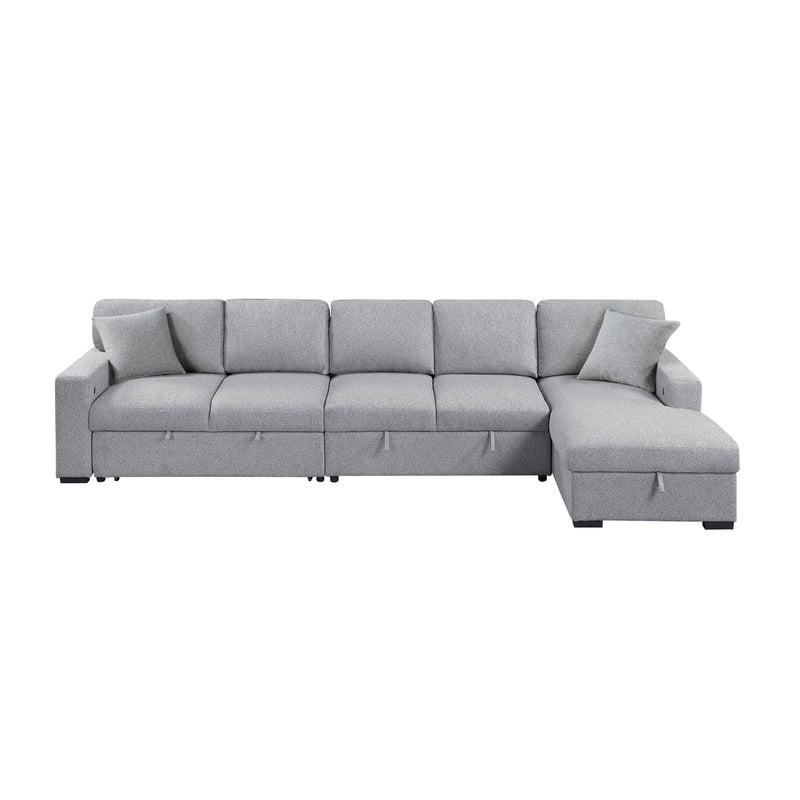 Home Elegance Pompano Beige Sectional with Right Chaise and Pull Out Bed