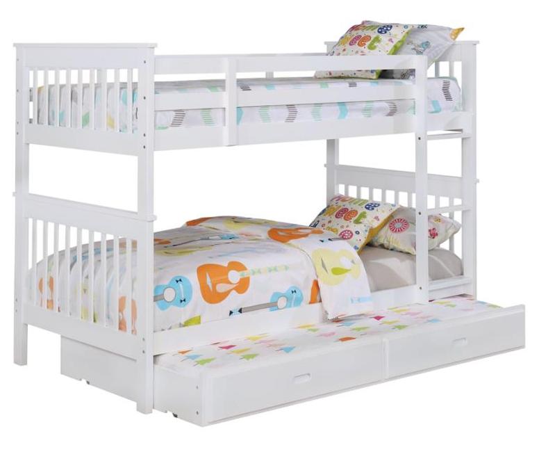 Coaster Furniture Chapman White Twin Over Twin Trundle Bunk Bed