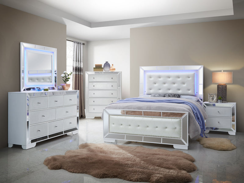 champagne dresser and nightstand Monique 6-Drawer Solid Wood Dresser with Mirror in Champagne