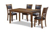 New Classic Furniture Gia Ebony PU 60 Inch 5pc Dining Set