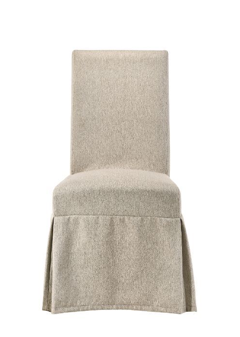 Acme Furniture Faustine Tan Light Oak 7pc Dining Room Set with Skirted Chairs