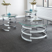 Steve Silver Tayside Chrome 3pc Coffee Table Set