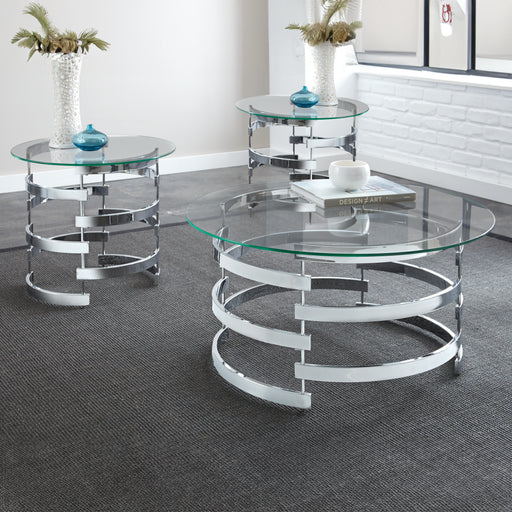 Steve Silver Tayside Chrome 3pc Coffee Table Set