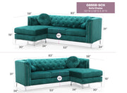 Glory Furniture Pompano Dark Gray Velvet Sofa Chaise