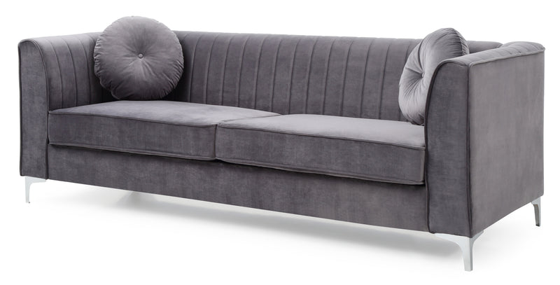 Glory Furniture Delray Gray Velvet Microsuede Sofa