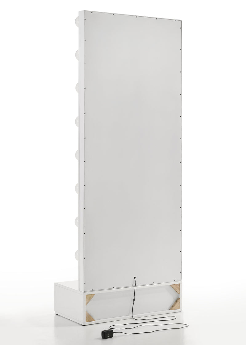 Crown Mark Luxo White Tall Lighted Drawer Box Mirror