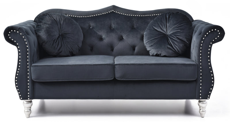 Glory Furniture Hollywood Black Velvet Fabric Loveseat