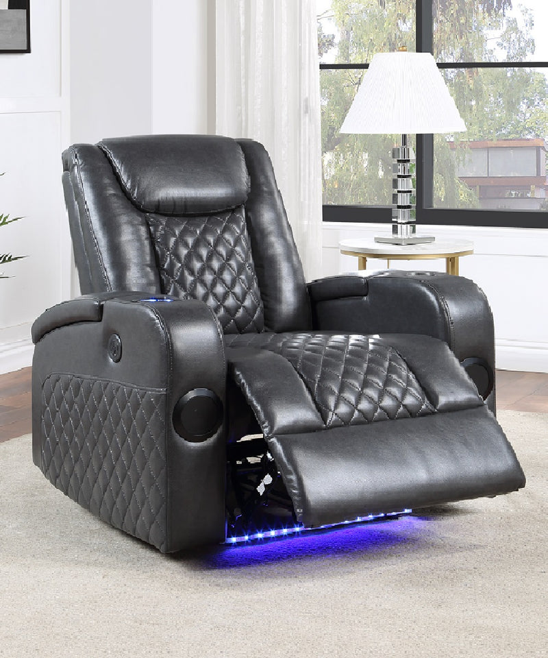 Acme Furniture Alair Dark Gray Power Motion Recliner with Bluetooth