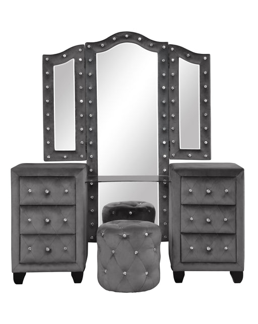 Galaxy Home Sophia Gray Upholstery Vanity Set