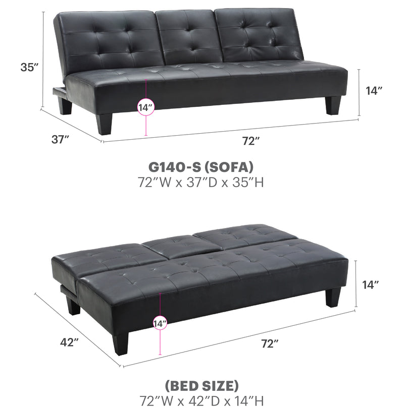 Glory Furniture Richie Black Faux Leather Sofa Bed