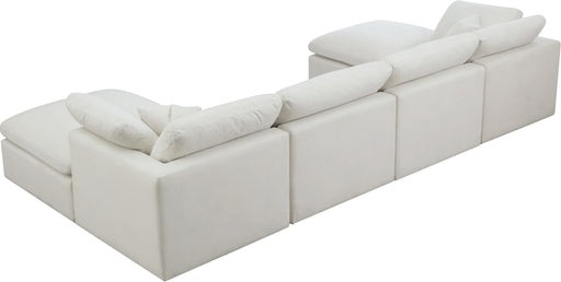 Meridian Furniture Plush Cream Modular 6pc Sectional with 2 Ottomans