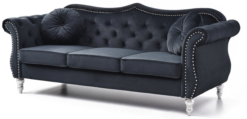 Glory Furniture Hollywood Black Velvet Fabric Sofa