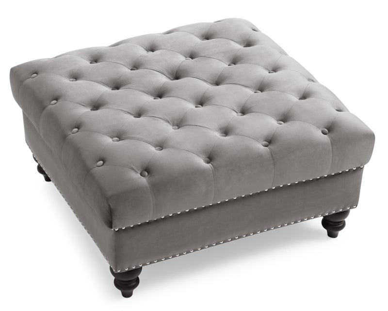Glory Furniture Nola Dark Gray Velvet Ottoman