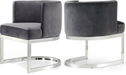 Meridian Furniture Gianna Grey Velvet Chrome Dining Chair
