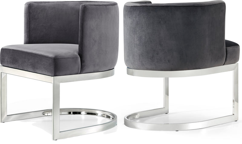 Meridian Furniture Gianna Grey Velvet Chrome Dining Chair