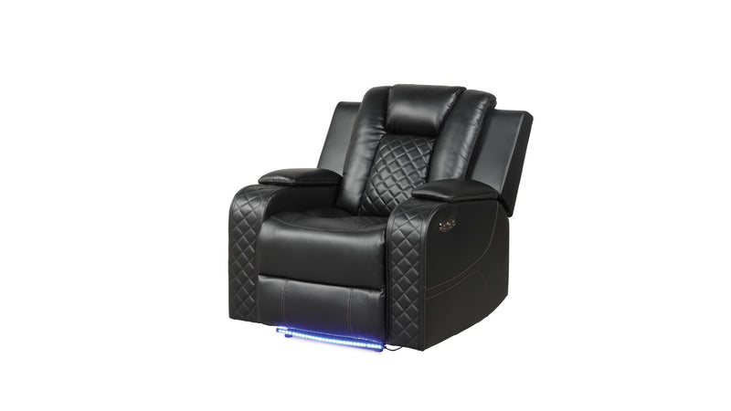 Galaxy Home Benz Black LED Power Reclining Chair
