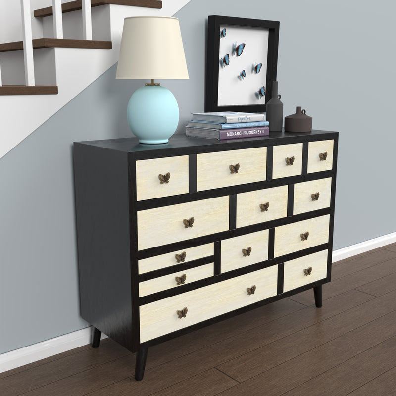 Steve Silver Papillon Ivory Ebony 13 Drawers Sideboard