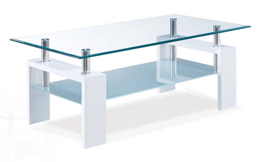 Global Furniture T648 Clear White 3pc Coffee Table Set