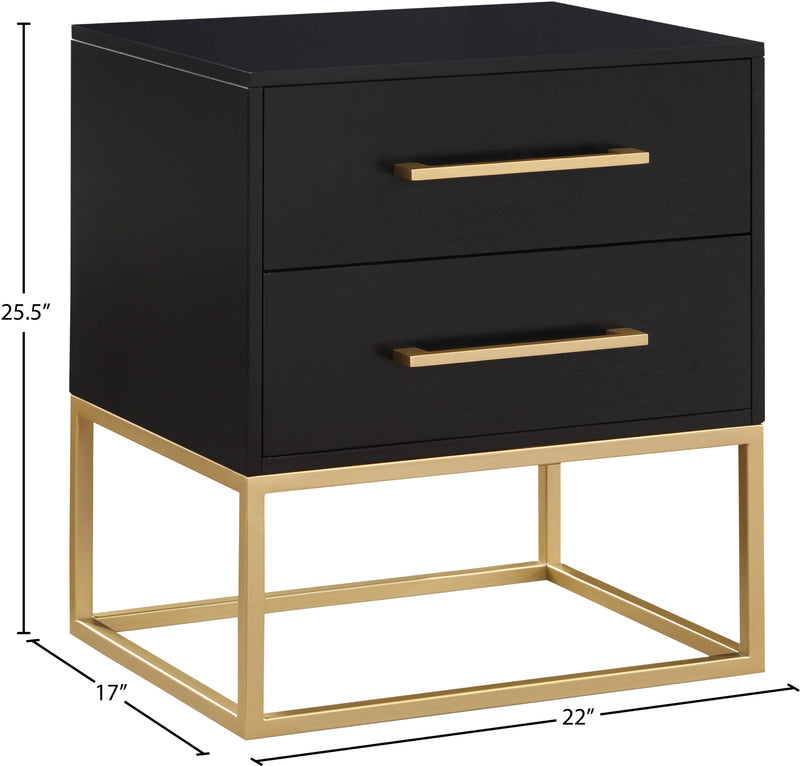 Meridian Furniture Maxine White Gold Night Stand