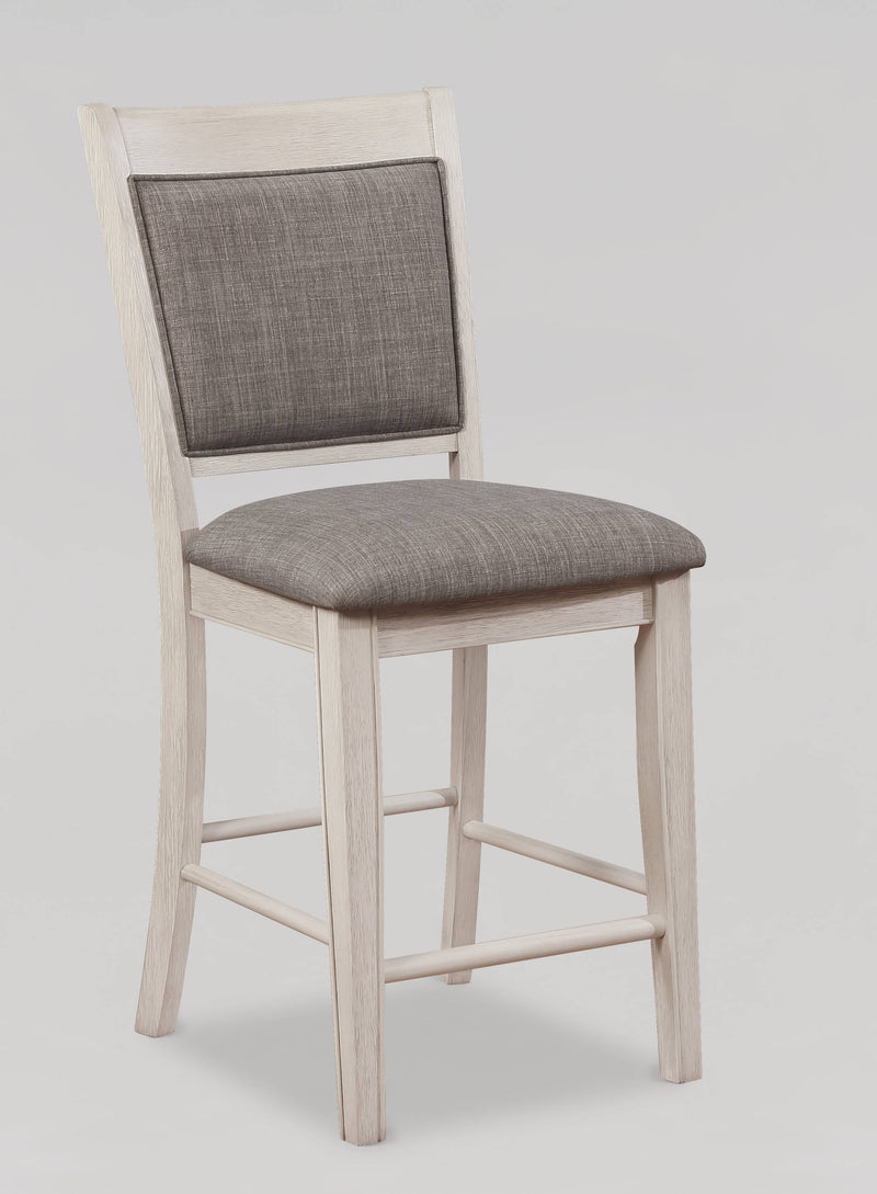 2 Crown Mark Fulton White Grey Counter Height Chairs