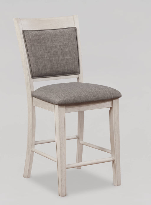 2 Crown Mark Fulton White Grey Counter Height Chairs