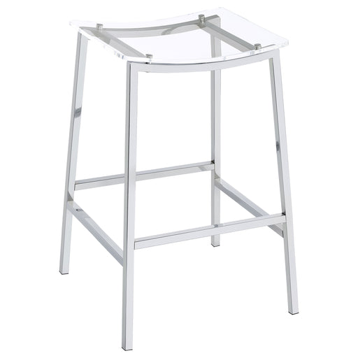 2 Coaster Furniture Jovani Clear Chrome Backless Bar Stools