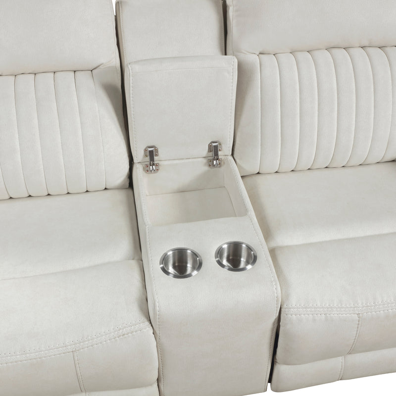 Home Elegance Dean Beige Double Reclining Love Seat with Console