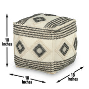 Steve Silver Dalia Beige Square Handwoven Woolen Pouf