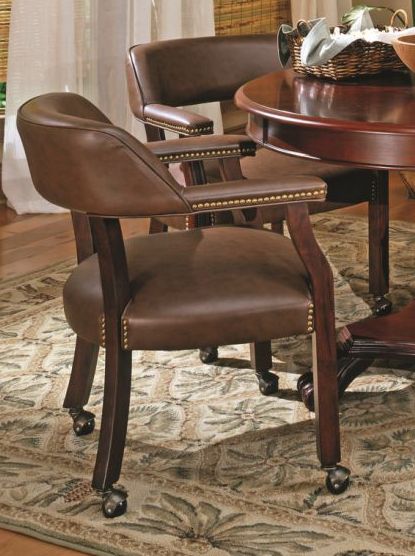 Steve Silver Tournament Brown Arm Chair with Casters
