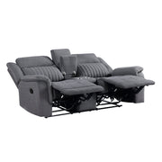 Home Elegance Dean Beige Double Reclining Love Seat with Console