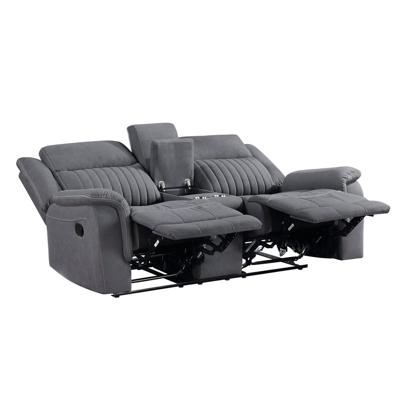 Home Elegance Dean Beige Double Reclining Love Seat with Console
