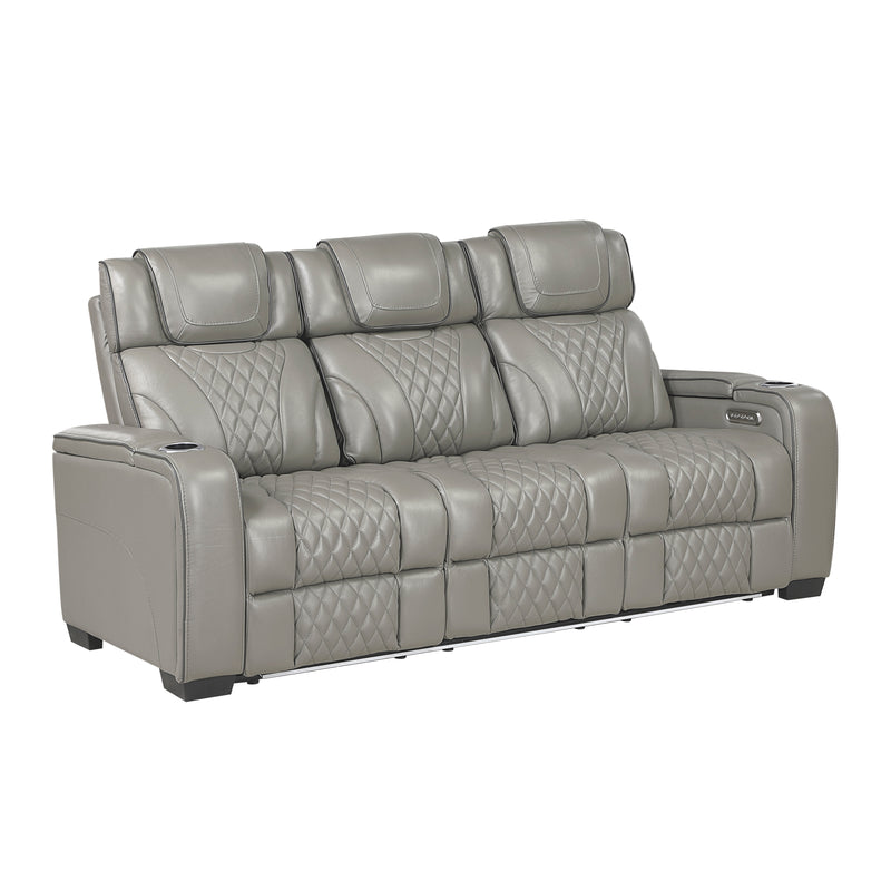 Home Elegance Apex Gray Power Double Reclining Sofa With Headrests