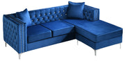 Glory Furniture Paige Gray Velvet Sofa Chaise