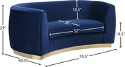 Meridian Furniture Julian Pink Velvet Gold Loveseat