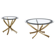 Coaster Furniture Brooke Rose Gold Brass 2pc Coffee Table Set