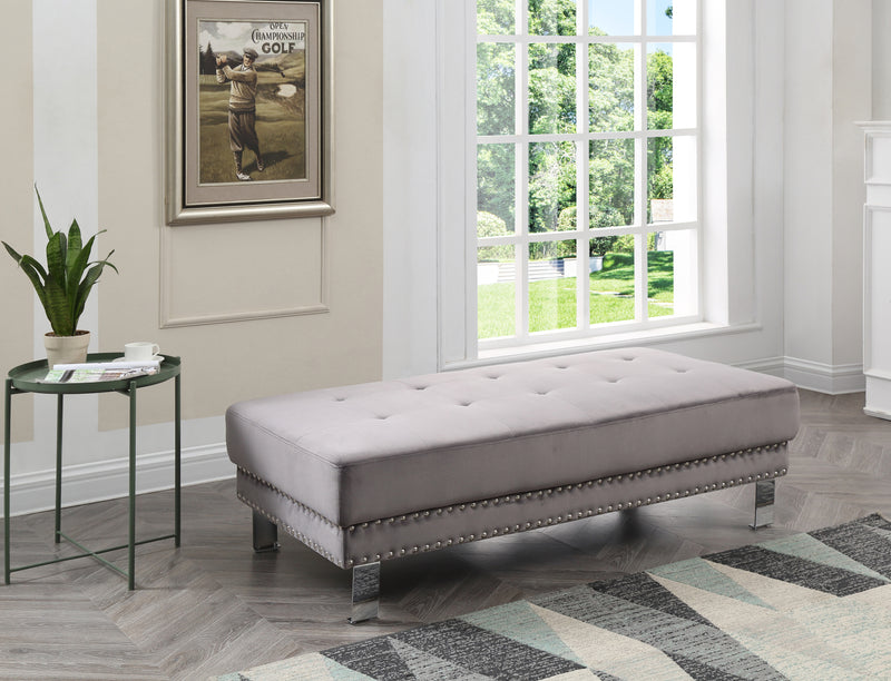 Glory Furniture Derek Gray Velvet Ottoman