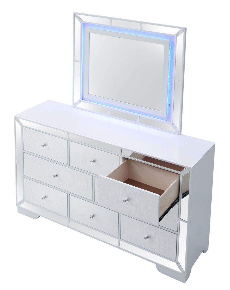 Glory Furniture Hollywood Hills Silver Champagne Dresser And Mirror