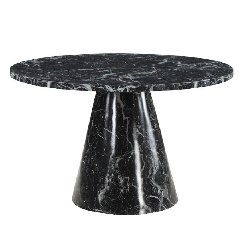 Acme Furniture Hollis Beige Engineered Stone Black 5pc Dining Room Set