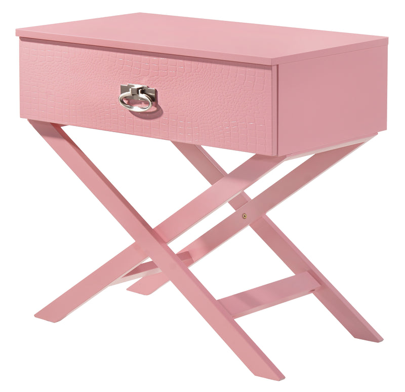 Glory Furniture Xavier Pink 1 Drawer Nightstand