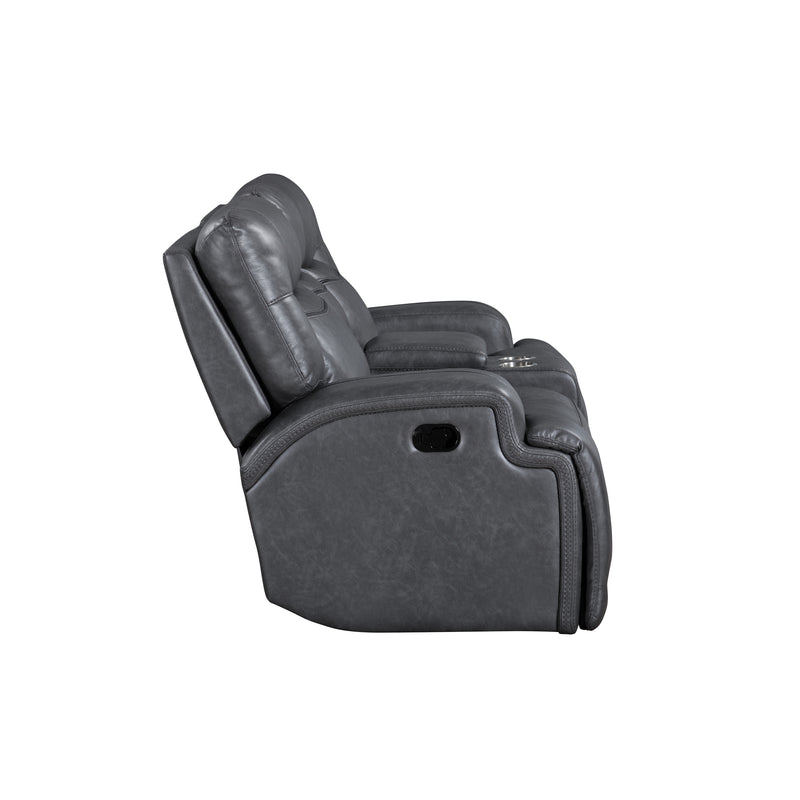 New Classic Furniture Titan Gray Console Loveseat with Dual Recliners