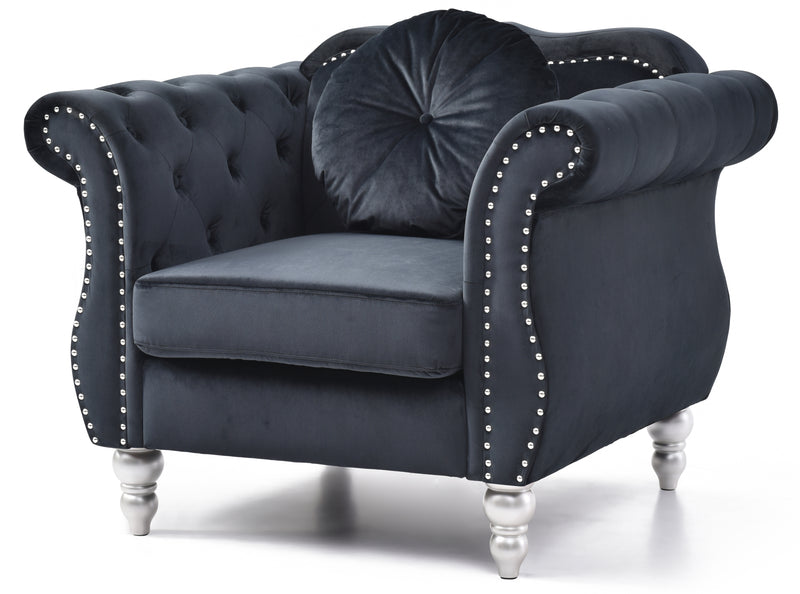 Glory Furniture Hollywood Black Velvet Fabric Chair