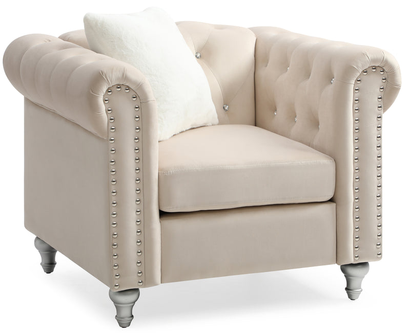 Glory Furniture Raisa Beige Velvet Chair
