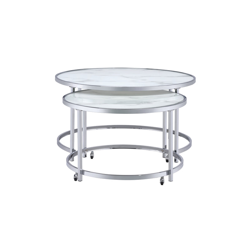 Steve Silver Rayne White Nesting Cocktail Tables