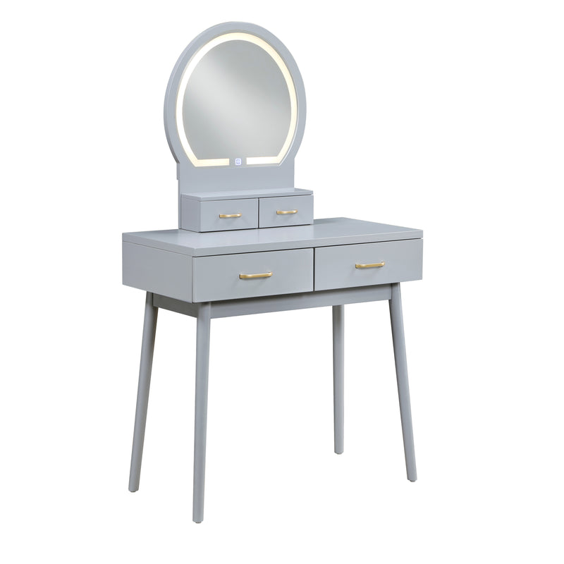 Home Elegance Camilla Gray Vanity Dresser with Mirror and Stool
