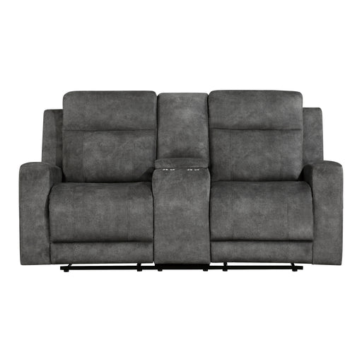 Home Elegance Muncie Brown Gray Double Reclining Love Seat with Console