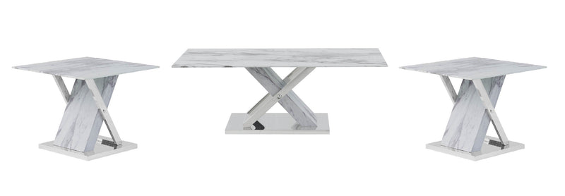 Global Furniture T1274 Light Grey Silver 3pc Coffee Table Set