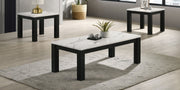 Crown Mark Ivy White Faux Marble 3pc Cocktail Table Set