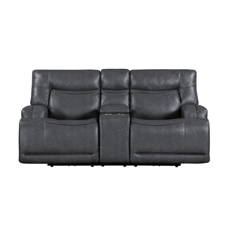 New Classic Furniture Titan Gray Console Loveseat with Dual Recliners