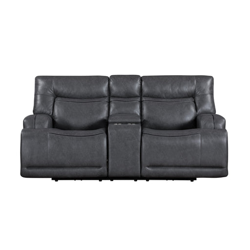New Classic Furniture Titan Gray Console Loveseat with Dual Recliners